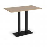 Eros rectangular poseur table with flat black rectangular base and twin uprights 1400mm x 800mm - kendal oak EPR1400-K-KO