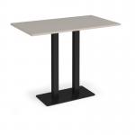 Eros rectangular poseur table with flat black rectangular base and twin uprights 1400mm x 800mm - Light Grey EPR1400-K-LG