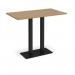 Eros rectangular poseur table with flat black rectangular base and twin uprights 1400mm x 800mm - oak EPR1400-K-O