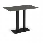 Eros rectangular poseur table with flat black rectangular base and twin uprights 1400mm x 800mm - Onyx Grey EPR1400-K-OG