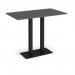 Eros rectangular poseur table with flat black rectangular base and twin uprights 1400mm x 800mm - Onyx Grey EPR1400-K-OG