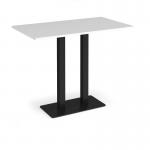 Eros rectangular poseur table with flat black rectangular base and twin uprights 1400mm x 800mm - white EPR1400-K-WH
