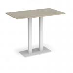 Eros rectangular poseur table with flat white rectangular base and twin uprights 1400mm x 800mm - made to order EPR1400-WH