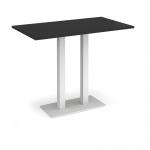 Eros rectangular poseur table with flat white rectangular base and twin uprights 1400mm x 800mm -Black EPR1400-WH-BK