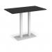 Eros rectangular poseur table with flat white rectangular base and twin uprights 1400mm x 800mm -Black EPR1400-WH-BK