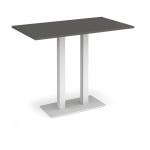 Eros rectangular poseur table with flat white rectangular base and twin uprights 1400mm x 800mm - Onyx Grey EPR1400-WH-OG