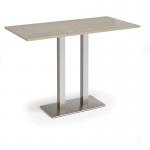 Eros rectangular poseur table with flat brushed steel rectangular base and twin uprights 1600mm x 800mm - made to order EPR1600-BS