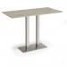 Eros rectangular poseur table with flat brushed steel rectangular base and twin uprights 1600mm x 800mm - made to order EPR1600-BS