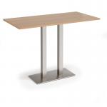 Eros rectangular poseur table with flat brushed steel rectangular base and twin uprights 1600mm x 800mm - made to order EPR1600-BS