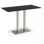 Eros rectangular poseur table with flat brushed steel rectangular base and twin uprights 1600mm x 800mm - Black EPR1600-BS-BK