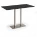 Eros rectangular poseur table with flat brushed steel rectangular base and twin uprights 1600mm x 800mm - Black EPR1600-BS-BK