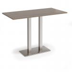 Eros rectangular poseur table with flat brushed steel rectangular base and twin uprights 1600mm x 800mm - barcelona walnut EPR1600-BS-BW