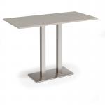 Eros rectangular poseur table with flat brushed steel rectangular base and twin uprights 1600mm x 800mm - Light Grey EPR1600-BS-LG