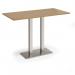 Eros rectangular poseur table with flat brushed steel rectangular base and twin uprights 1600mm x 800mm - oak EPR1600-BS-O