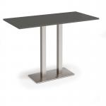 Eros rectangular poseur table with flat brushed steel rectangular base and twin uprights 1600mm x 800mm - Onyx Grey EPR1600-BS-OG