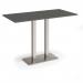 Eros rectangular poseur table with flat brushed steel rectangular base and twin uprights 1600mm x 800mm - Onyx Grey EPR1600-BS-OG