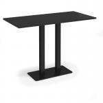 Eros rectangular poseur table with flat black rectangular base and twin uprights 1600mm x 800mm - Black EPR1600-K-BK