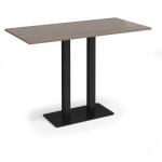 Eros rectangular poseur table with flat black rectangular base and twin uprights 1600mm x 800mm - barcelona walnut EPR1600-K-BW