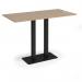 Eros rectangular poseur table with flat black rectangular base and twin uprights 1600mm x 800mm - kendal oak