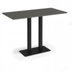 Eros rectangular poseur table with flat black rectangular base and twin uprights 1600mm x 800mm - Onyx Grey EPR1600-K-OG
