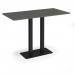 Eros rectangular poseur table with flat black rectangular base and twin uprights 1600mm x 800mm - Onyx Grey EPR1600-K-OG