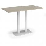 Eros rectangular poseur table with flat white rectangular base and twin uprights 1600mm x 800mm - made to order EPR1600-WH