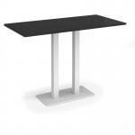 Eros rectangular poseur table with flat white rectangular base and twin uprights 1600mm x 800mm - Black EPR1600-WH-BK