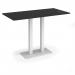 Eros rectangular poseur table with flat white rectangular base and twin uprights 1600mm x 800mm - Black EPR1600-WH-BK