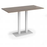 Eros rectangular poseur table with flat white rectangular base and twin uprights 1600mm x 800mm - barcelona walnut EPR1600-WH-BW