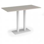 Eros rectangular poseur table with flat white rectangular base and twin uprights 1600mm x 800mm - Light Grey EPR1600-WH-LG