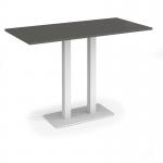 Eros rectangular poseur table with flat white rectangular base and twin uprights 1600mm x 800mm - Onyx Grey EPR1600-WH-OG