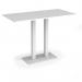 Eros rectangular poseur table with flat white rectangular base and twin uprights 1600mm x 800mm - white EPR1600-WH-WH