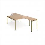 Adapt back to back desks 1400mm x 1600mm with 800mm return desks - green frame, beech top ER14168-GN-B