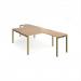Adapt back to back desks 1400mm x 1600mm with 800mm return desks - green frame, beech top ER14168-GN-B