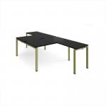 Adapt back to back desks 1400mm x 1600mm with 800mm return desks - green frame, black top ER14168-GN-BK