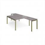 Adapt back to back desks 1400mm x 1600mm with 800mm return desks - green frame, grey oak top ER14168-GN-GO
