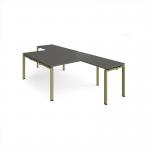 Adapt back to back desks 1400mm x 1600mm with 800mm return desks - green frame, storm grey top ER14168-GN-OG