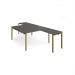 Adapt back to back desks 1400mm x 1600mm with 800mm return desks - green frame, storm grey top ER14168-GN-OG