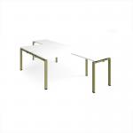 Adapt back to back desks 1400mm x 1600mm with 800mm return desks - green frame, white top ER14168-GN-WH