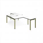 Adapt back to back desks 1400mm x 1600mm with 800mm return desks - green frame, white top, black edge ER14168-GN-WK