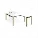 Adapt back to back desks 1400mm x 1600mm with 800mm return desks - green frame, white top, black edge ER14168-GN-WK