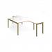 Adapt back to back desks 1400mm x 1600mm with 800mm return desks - green frame, white top, oak edge ER14168-GN-WO