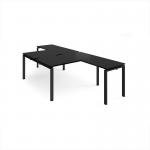 Adapt back to back desks 1400mm x 1600mm with 800mm return desks - black frame, black top ER14168-K-BK