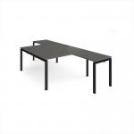 Adapt back to back desks 1400mm x 1600mm with 800mm return desks - black frame, storm grey top ER14168-K-OG