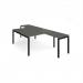 Adapt back to back desks 1400mm x 1600mm with 800mm return desks - black frame, storm grey top ER14168-K-OG