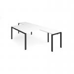 Adapt back to back desks 1400mm x 1600mm with 800mm return desks - black frame, white top ER14168-K-WH