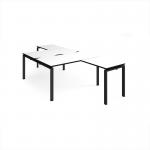 Adapt back to back desks 1400mm x 1600mm with 800mm return desks - black frame, white top, black edge ER14168-K-WK