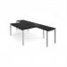 Adapt back to back desks 1400mm x 1600mm with 800mm return desks - silver frame, black top ER14168-S-BK