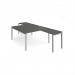 Adapt back to back desks 1400mm x 1600mm with 800mm return desks - silver frame, storm grey top ER14168-S-OG