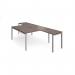 Adapt back to back desks 1400mm x 1600mm with 800mm return desks - silver frame, walnut top ER14168-S-W